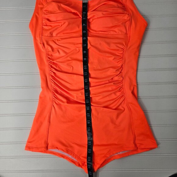 Women's Orange Retro Halter Twist Front One Piece Boy Short Swimsuit Size XL - Picture 10 of 10